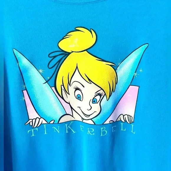 The Disney Catalog Vintage 90s Tinkerbell Teal Crewneck Sweatshirt Size Medium‎ - Picture 4 of 14